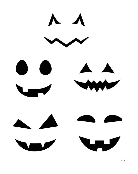 Set of 5 Halloween Pumpkin Face Jack O Lantern Decal