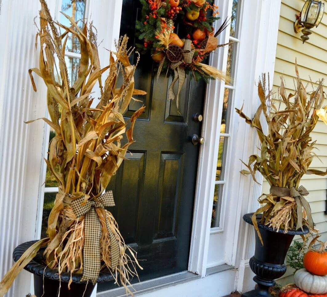 24" Dried Corn Stalks Bundle Fall Decor Holiday Decorations